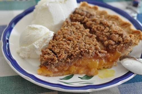 Peach Pie with Heath Bar Crumb Topping