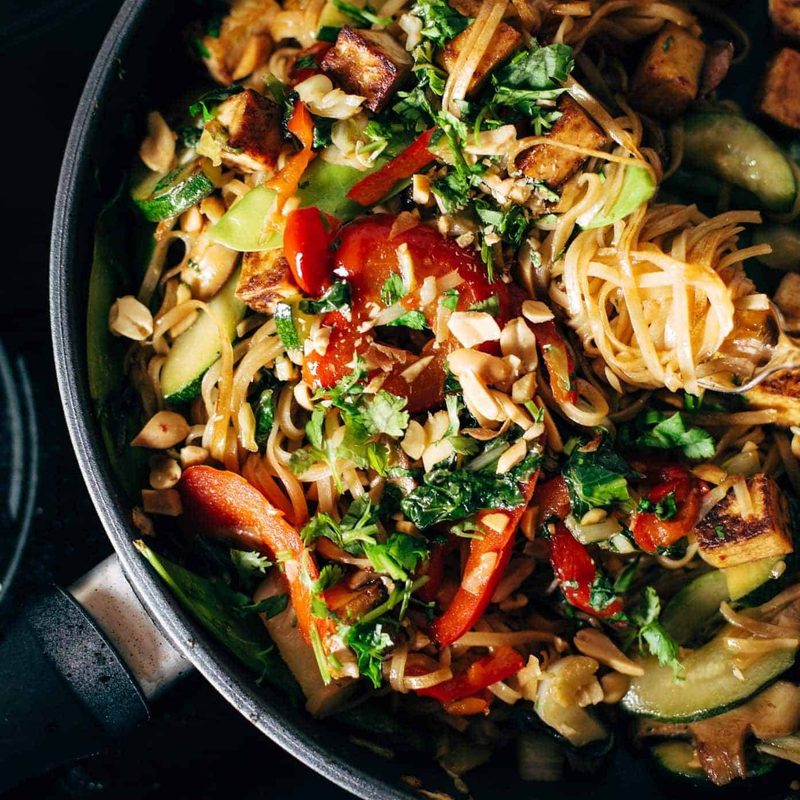 Stir Fry with Noodles in a pan.