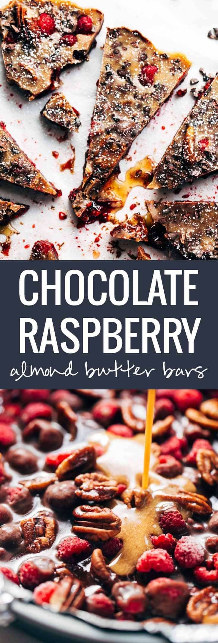 Chocolate Raspberry Almond Butter Bars - ready in just 30 minutes, made with a few pantry staples and no refined sugar! Totally adaptable to whatever berries you have in your freezer.